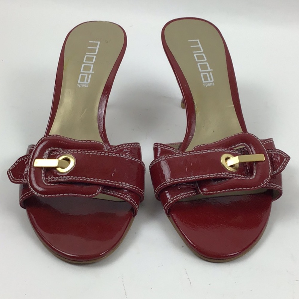 MODA Spana | Red Patent Leather Mules - Picture 3 of 10